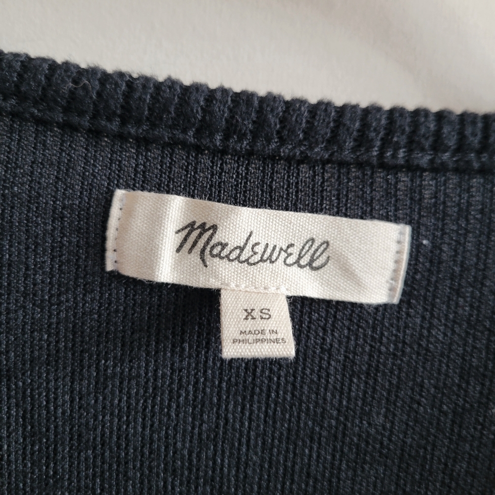 Madewell Ribbed Knit Wrap Mini Dress In true black - Picture 9 of 11